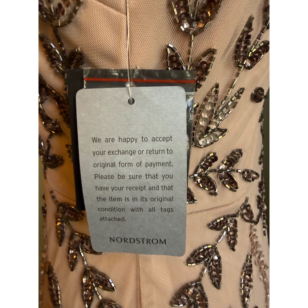 Marina Beaded Mesh Gown Blush Pink whimsi Sequin Formal Maxi Dress 10 NEW dainty - Picture 6 of 11